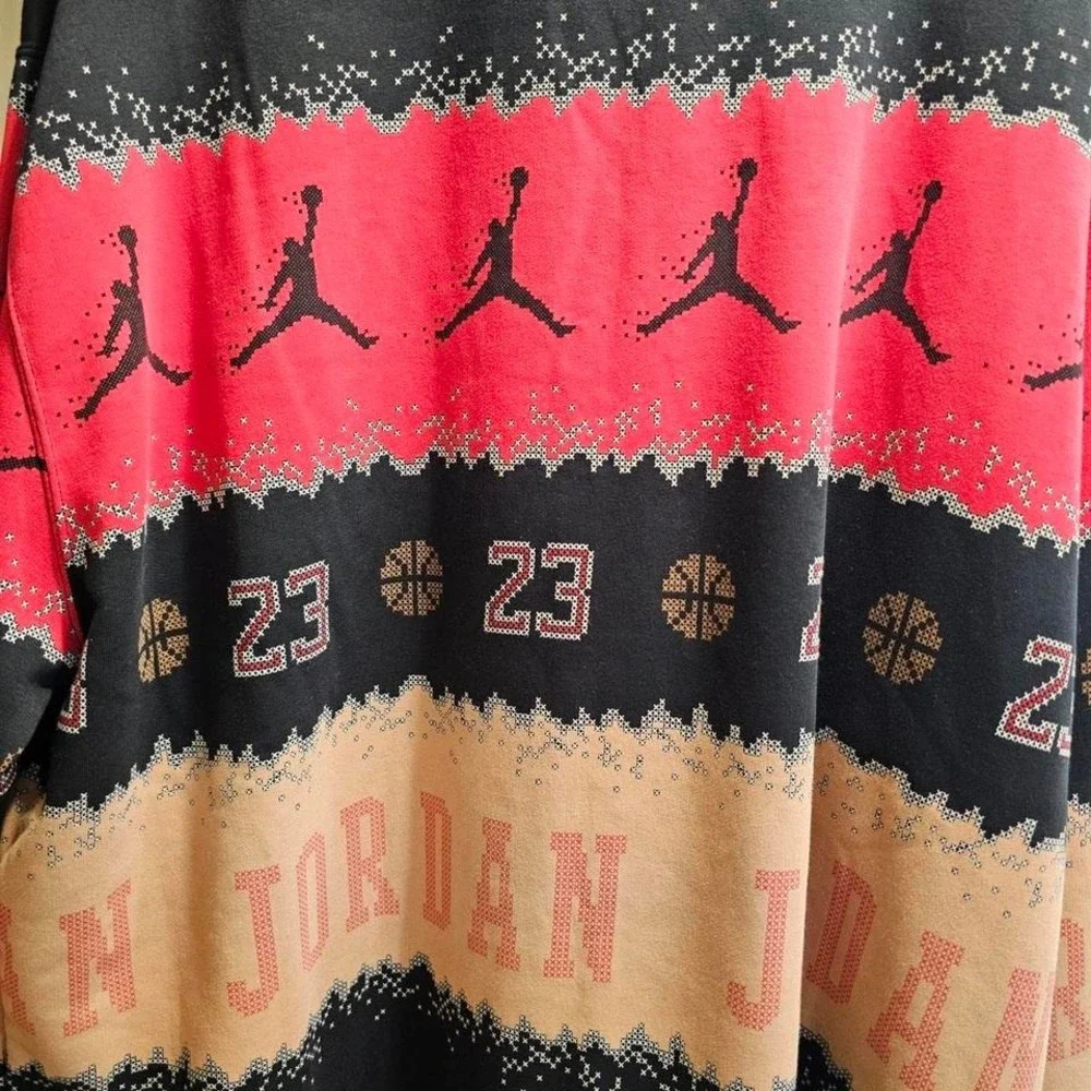 Jordan Holiday Crewneck Sweatshirt Mens XXL Black Red FD7463-687 New